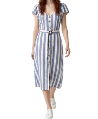 Vestido midi de H&M de Rayas Azul y Blanco Talla M