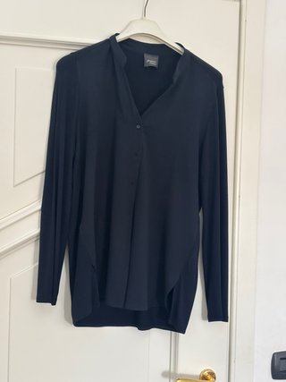 Blusa blu scuro/nero manica lunga