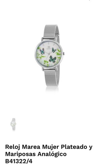 Reloj Marea Mujer Mariposas Plateado