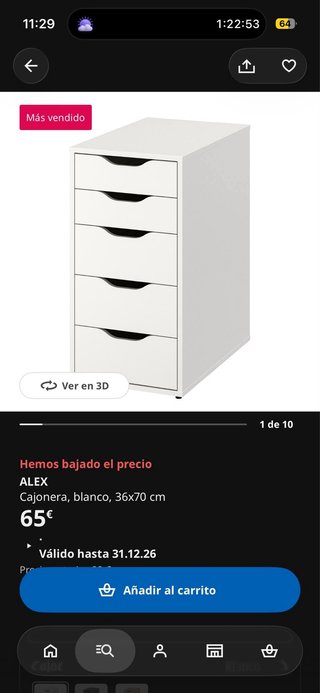 Escritorio Ikea Alex (madera y blanco)