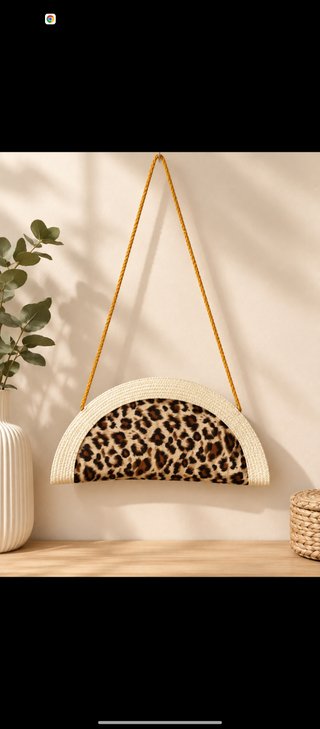 Bolso de paja con estampado animal