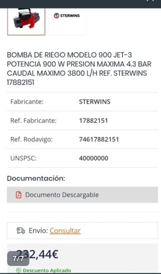Bomba de agua Sterwins 900W