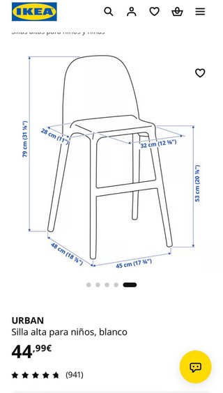 Silla alta URBAN IKEA niños blanca