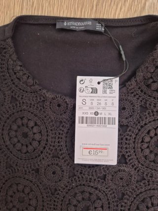 Top ganchillo negro sin mangas talla S