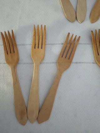 10 Tenedores madera para comer angulas. Cocina