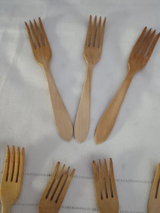 10 Tenedores madera para comer angulas. Cocina