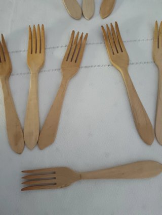 10 Tenedores madera para comer angulas. Cocina