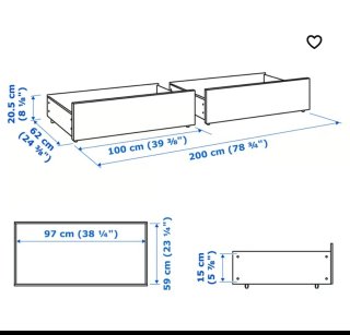 Cama Ikea Malm 90x200 Blanca/gris + somier+cajones