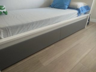 Cama Ikea Malm 90x200 Blanca/gris + somier+cajones