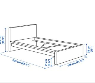 Cama Ikea Malm 90x200 Blanca/gris + somier+cajones