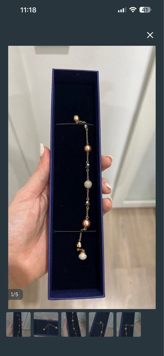 Pulsera Swarovski Perlas y Cristales Dorada nueva