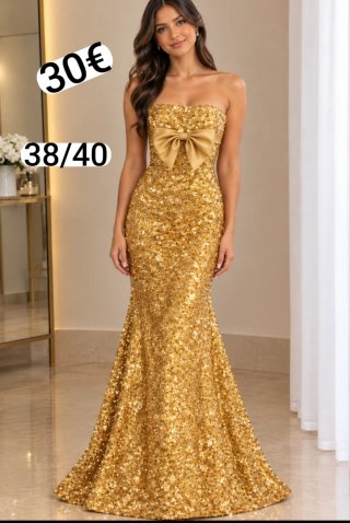 Vestido de fiesta dorado lentejuelas
