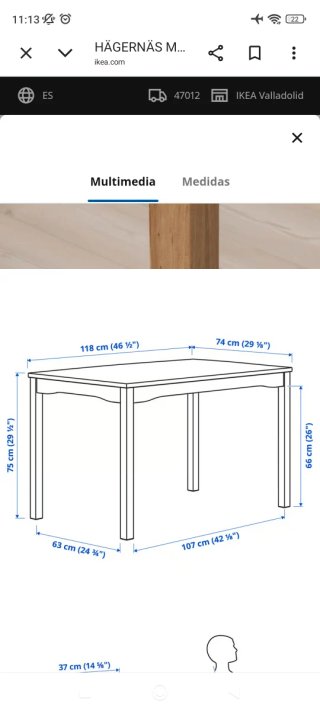 Mesa comedor y 4 sillas Ikea