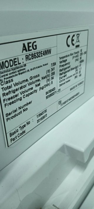 NEVERA COMBI AEG NO FROST ENERGÍA A+