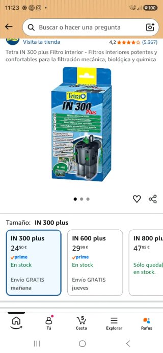 Filtro interno Tetra IN300 Plus NUEVO