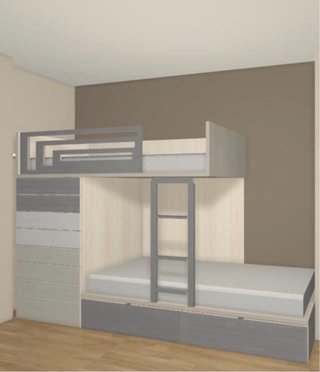Cama tren Lagrama con escritorio y cubos