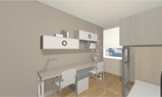 Cama tren Lagrama con escritorio y cubos