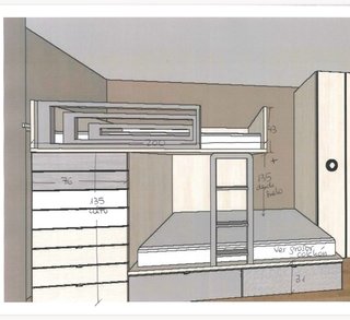 Cama tren Lagrama con escritorio y cubos