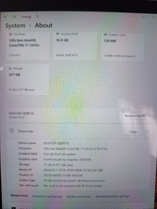 Surface Pro 9 i7 16GB RAM 500GB SSD Plata