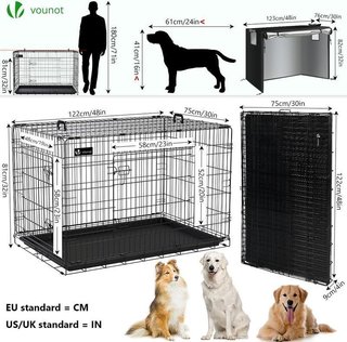 Gabbia per Cani VOUNOT® in Metallo Nero