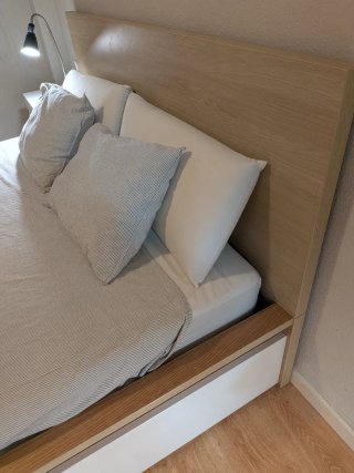 Cama Malm 160x200 color madera con 2 cajones blanc