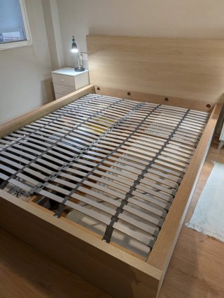 Cama Malm 160x200 color madera con 2 cajones blanc