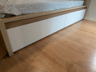 Cama Malm 160x200 color madera con 2 cajones blanc