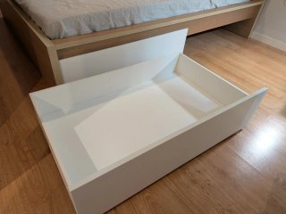 Cama Malm 160x200 color madera con 2 cajones blanc