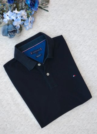 Tommy Hilfiger Polo Manica Lunga Blu Taglia L