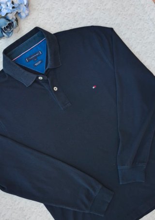 Tommy Hilfiger Polo Manica Lunga Blu Taglia L