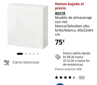 Composición mueble blanco y madera de Ikea.