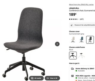 Silla de escritorio IKEA Langfjall gris