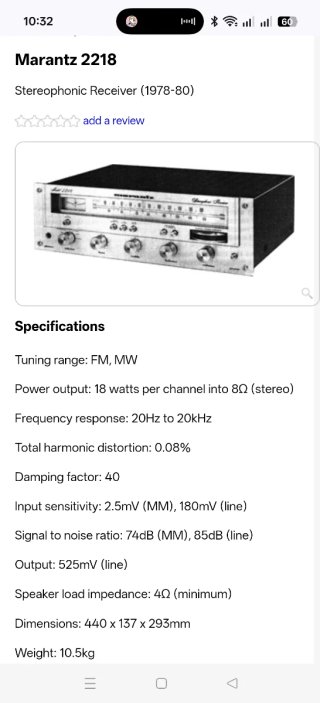 Amplificador Receiver Marantz 2218 recien revisado