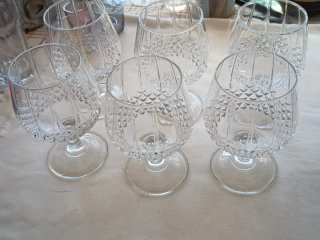 6 Copas Cristal Tallado Vintage 13cm