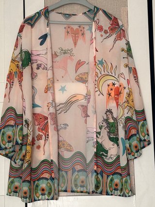 Kimono estampado multicolor talla única