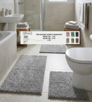 Tris Bagno Tappeti Budapest Grigio