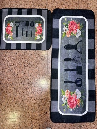 Alfombras de Cocina con Diseño Floral y Utensilios