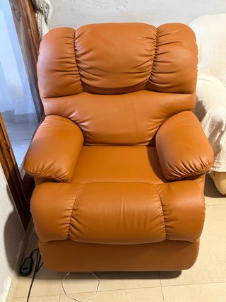 Sillón reclinable piel sintética marrón