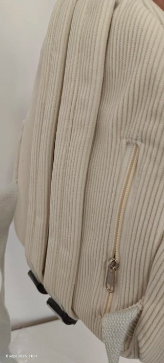 Mochila Mini / Bolso beige de pana. NUEVA