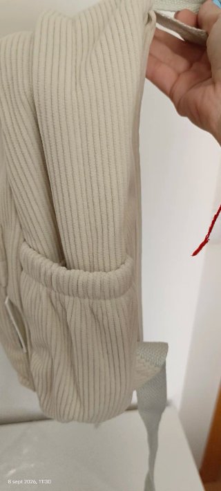 Mochila Mini / Bolso beige de pana. NUEVA