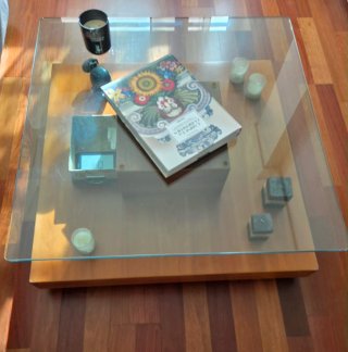 Mesa Centro Madera y Cristal