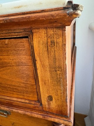 Cómoda antigua 4 cajones madera mármol