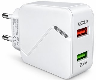 Cargador Doble USB QC3.0 30W Carga Rápida