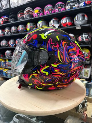 Casco CGM Jet Negro con Diseño Multicolor