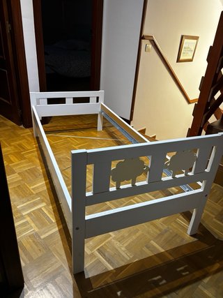 Somier cama infantil blanco ovejas