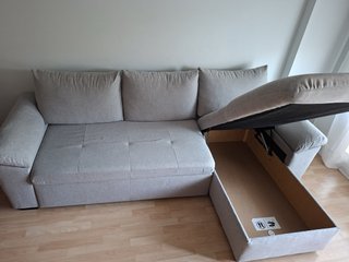 Chaise longue con cama 3 plazas gris Conforama