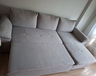 Chaise longue con cama 3 plazas gris Conforama