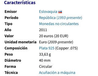 Moneda 20 Euros Plata Eslovaquia 2011 Trnava