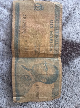 Billete 10 Makuta Congo 1967