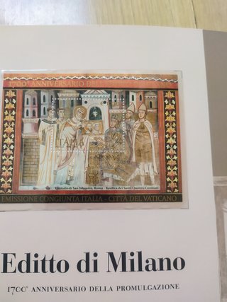 Carpeta Filatélica Edicto de Milán Italia-Vaticano
